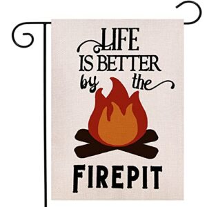 ogiselestyle life is better by the firepit garden flag vertical double sided, camper yard outdoor decoration 12.5 x 18 inch