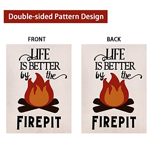 Ogiselestyle Life is Better by The Firepit Garden Flag Vertical Double Sided, Camper Yard Outdoor Decoration 12.5 x 18 Inch