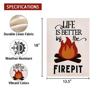 Ogiselestyle Life is Better by The Firepit Garden Flag Vertical Double Sided, Camper Yard Outdoor Decoration 12.5 x 18 Inch