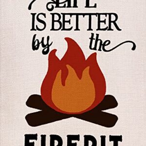 Ogiselestyle Life is Better by The Firepit Garden Flag Vertical Double Sided, Camper Yard Outdoor Decoration 12.5 x 18 Inch