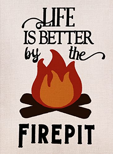 Ogiselestyle Life is Better by The Firepit Garden Flag Vertical Double Sided, Camper Yard Outdoor Decoration 12.5 x 18 Inch