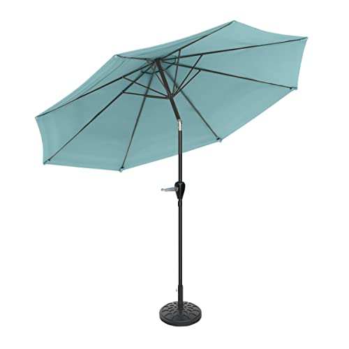 Pure Garden 50-LG1043B Patio Umbrella with Auto Tilt – 10 Ft Sun Shade with 19lb Weighted Base for Deck, Backyard, Outdoor Furniture, or Pool (Dusty Green)