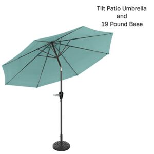 Pure Garden 50-LG1043B Patio Umbrella with Auto Tilt – 10 Ft Sun Shade with 19lb Weighted Base for Deck, Backyard, Outdoor Furniture, or Pool (Dusty Green)