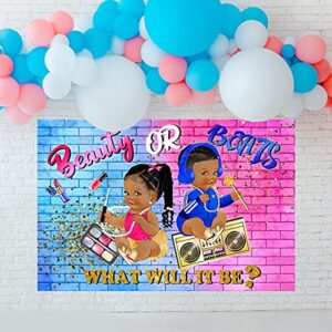 Gender Reveal Backdrop Baby Shower Decorations Beauty or Beats Boy or Girl He or She Gender Reveal Party Supplies Hip Hop 90s Graffiti Fresh Prince Princess Gender Reveal Decorations