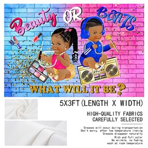 Gender Reveal Backdrop Baby Shower Decorations Beauty or Beats Boy or Girl He or She Gender Reveal Party Supplies Hip Hop 90s Graffiti Fresh Prince Princess Gender Reveal Decorations