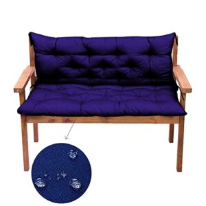 Waterproof Bench Cushion with Backrest, 2 or 3 Seat Swing Replacement Cushions Overstuffed for Garden Patio Furniture Loveseat Swing Outdoor Bench Cushions (39.4*39.4*3.94inch, Navy Blue)