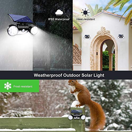 Ollivage Solar Lights Outdoor, Motion Sensor Security Lights Solar Wall Lights with Dual Head Spotlights 30 LED Waterproof 360° Adjustable Solar Motion Lights Outdoor for Garden Garage Patio, 1 Pack