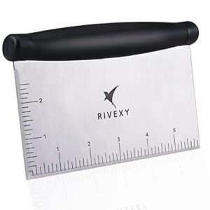 rivexy griddle scraper stainless steel – grill scraper for griddle, griddle scraper tool, flat top grill scraper, dough scraper use for chopping, dicing, cutting, mixing food and cleaning