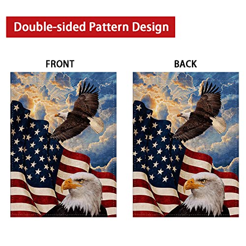 USA Flag Eagle Patriotic Garden Flag Vertical Double Sided, USA Flag 4th of July Memorial Day Independence Day Watercolor Yard Outdoor Decoration 12.5 x 18 Inch
