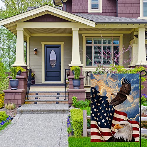 USA Flag Eagle Patriotic Garden Flag Vertical Double Sided, USA Flag 4th of July Memorial Day Independence Day Watercolor Yard Outdoor Decoration 12.5 x 18 Inch