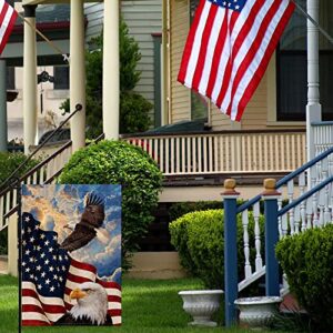 USA Flag Eagle Patriotic Garden Flag Vertical Double Sided, USA Flag 4th of July Memorial Day Independence Day Watercolor Yard Outdoor Decoration 12.5 x 18 Inch