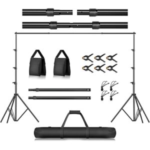 emart 8.5x10ft upgrated backdrop stand kit, photo video studio background support system with adjustable knob crossbars, carrying bag for photography, portrait, photoshoot, parties, wedding