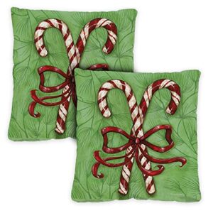 toland home garden candy cane welcome 18 x 18 inch indoor, pillow, case (2-pack)