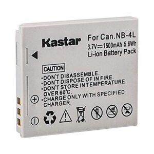 Kastar Battery (3-Pack) and Charger Kit for Canon NB-4L, CB-2LV work with Canon PowerShot SD40, SD30, SD200, SD300, SD400, SD430, SD450, SD600, SD630, SD750, SD780 IS, SD940 IS, SD960 IS, SD1000, SD1100 IS, SD1100 IS, SD1400 IS, TX1, ELPH 100 HS, ELPH 300