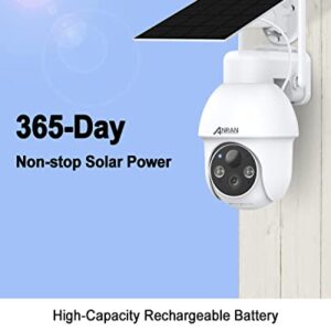 ANRAN 2K Security Camera Wireless Outdoor, Solar Outdoor Camera with 360° View, Smart Siren, Spotlights, 3MP Color Night Vision, AI Human Detection, 2-Way Talk, Compatible with Alexa, Q3 White