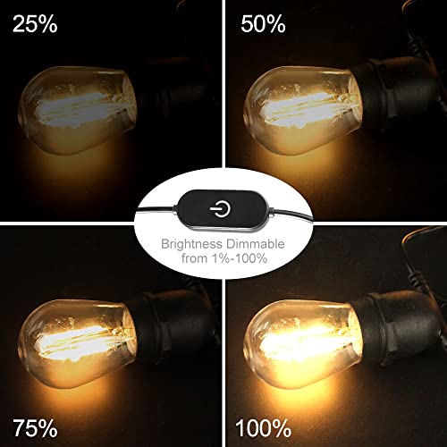 LangPlus+ 24.6Ft USB Powered Outdoor String Lights with 10 pcs Waterproof & Shatterproof S14 LED Bulbs, Lightweight Dimmable Garden Festoon String Lights for Camping BBQ Christmas Party