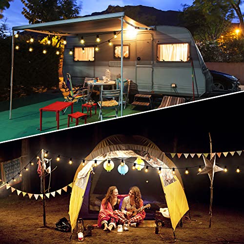 LangPlus+ 24.6Ft USB Powered Outdoor String Lights with 10 pcs Waterproof & Shatterproof S14 LED Bulbs, Lightweight Dimmable Garden Festoon String Lights for Camping BBQ Christmas Party