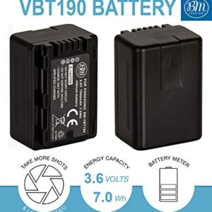 BM Premium 2-Pack of VW-VBT190 Batteries and Battery Charger for HC-V800K, HC-VX1K, HC-WXF1K, HCV520, HC-V550, HCV710, HCV720, HC-V750, HC-V770, HC-VX870, HC-VX981, HC-W580, HC-W850, HCWXF99