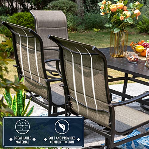 Sophia & William Patio Dining Set Outdoor Dining Set 7 Pieces Patio Furniture Set 6 x Swivel Patio Dining Chairs High Back, Large 64" Metal Dining Table for Patio Lawn Garden Backyard Support 350lbs