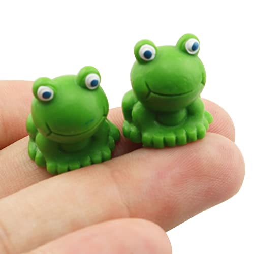 TAODAN Resin Mini Frog 10PCS Miniature Green Frogs Figurines Animals Model for Fairy Garden Miniature Moss Landscape DIY Terrarium Crafts Ornament Accessories Cute Frog