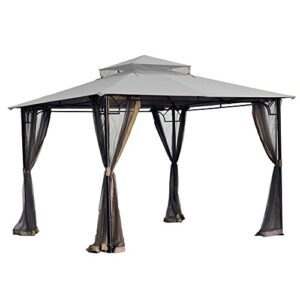 Garden Winds Replacement Canopy Top Cover for Bamboo Look Gazebo - Riplock 350 - Slate Gray