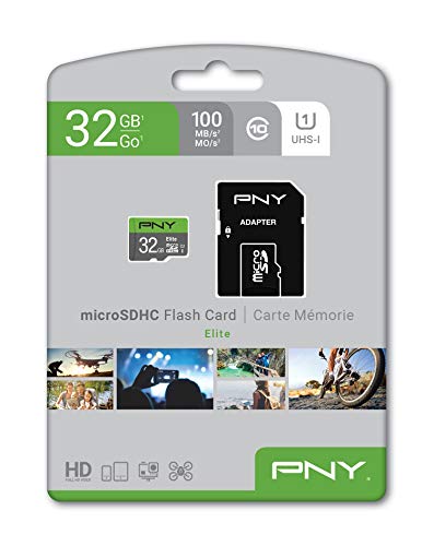 PNY 32GB Elite Class 10 U1 microSDHC Flash Memory Card - 100MB/s read, Class 10, U1, Full HD, UHS-I, micro SD