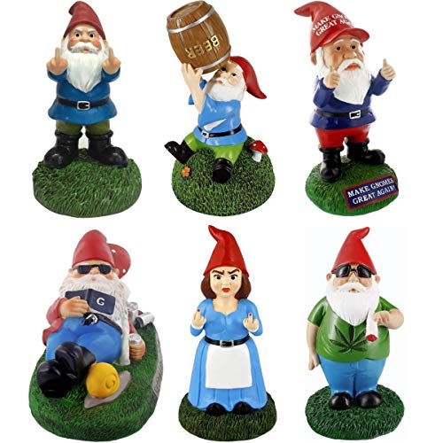 Gnometastic The Middle Finger Gnome, 8.45" Tall - Original Double Bird Garden Gnome Statue - Outdoor Funny Gnome Decoration and Lawn Ornament