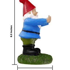 Gnometastic The Middle Finger Gnome, 8.45" Tall - Original Double Bird Garden Gnome Statue - Outdoor Funny Gnome Decoration and Lawn Ornament