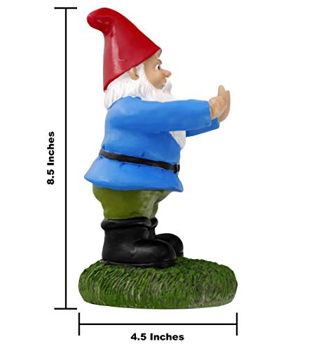 Gnometastic The Middle Finger Gnome, 8.45" Tall - Original Double Bird Garden Gnome Statue - Outdoor Funny Gnome Decoration and Lawn Ornament