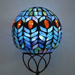 Solar Garden Lights Outdoor Decorative - Solar Gazing Ball Mosaic Garden Stakes Decorative Waterproof Outdoor Lights for Pathway Yard Lawn Decoration (Green)