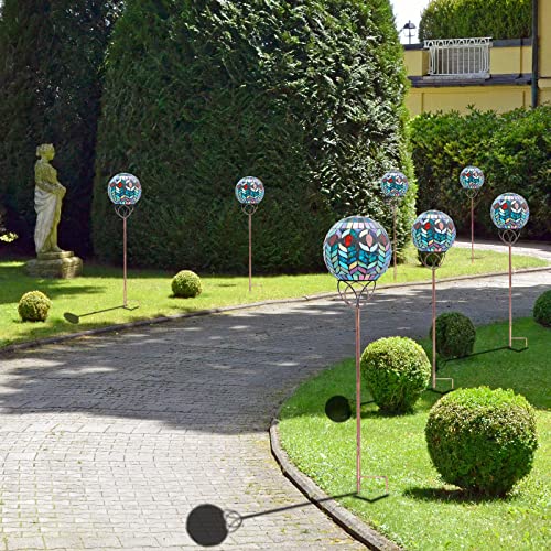 Solar Garden Lights Outdoor Decorative - Solar Gazing Ball Mosaic Garden Stakes Decorative Waterproof Outdoor Lights for Pathway Yard Lawn Decoration (Green)