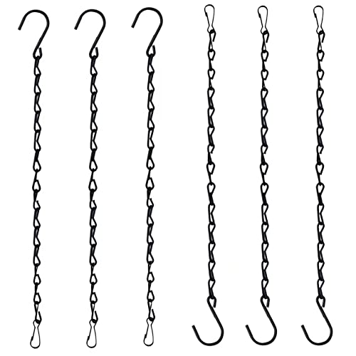 6 Pack Hanging Chains, 9.5 Inch Extra Large Heavy Duty Long Hanging Chain (Long Hanging Chains with Hooks and Clip Detachable) for Hanging Bird Feeders, Garden Plant Hangers, Decorative Ornaments