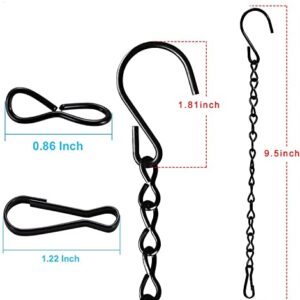 6 Pack Hanging Chains, 9.5 Inch Extra Large Heavy Duty Long Hanging Chain (Long Hanging Chains with Hooks and Clip Detachable) for Hanging Bird Feeders, Garden Plant Hangers, Decorative Ornaments