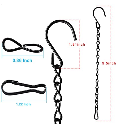 6 Pack Hanging Chains, 9.5 Inch Extra Large Heavy Duty Long Hanging Chain (Long Hanging Chains with Hooks and Clip Detachable) for Hanging Bird Feeders, Garden Plant Hangers, Decorative Ornaments