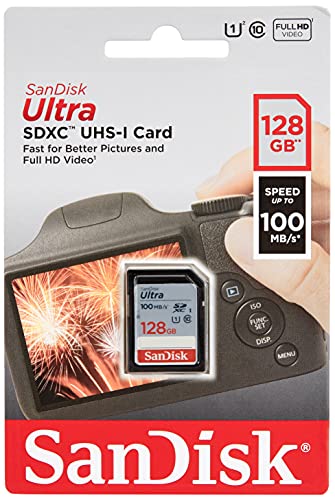 SanDisk 128GB Ultra SDXC UHS-I Memory Card - 100MB/s, C10, U1, Full HD, SD Card - SDSDUNR-128G-GN6IN