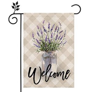 crowned beauty spring floral lavendor welcome garden flag 12×18 inch small vertical double sided seasonal outside décor for yard farmhouse cf080-12
