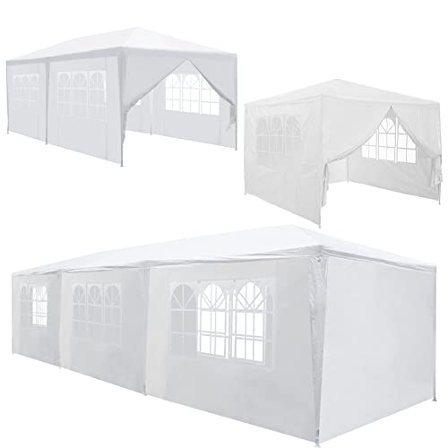 10' x 10'/10' x 20'/10' x 30' Canopy Tent Wedding Event Party Tent Outdoor Instant Shelter Pavilion Gazebo for Patio Backyard Porch Garden Beach (10' x 10' Canopy Tent with 4 Sidewalls, White)