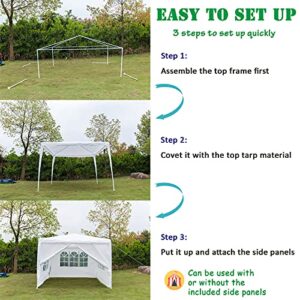 10' x 10'/10' x 20'/10' x 30' Canopy Tent Wedding Event Party Tent Outdoor Instant Shelter Pavilion Gazebo for Patio Backyard Porch Garden Beach (10' x 10' Canopy Tent with 4 Sidewalls, White)