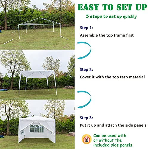 10' x 10'/10' x 20'/10' x 30' Canopy Tent Wedding Event Party Tent Outdoor Instant Shelter Pavilion Gazebo for Patio Backyard Porch Garden Beach (10' x 10' Canopy Tent with 4 Sidewalls, White)