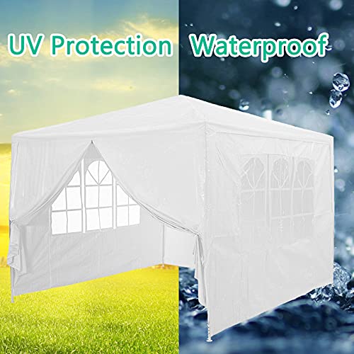 10' x 10'/10' x 20'/10' x 30' Canopy Tent Wedding Event Party Tent Outdoor Instant Shelter Pavilion Gazebo for Patio Backyard Porch Garden Beach (10' x 10' Canopy Tent with 4 Sidewalls, White)