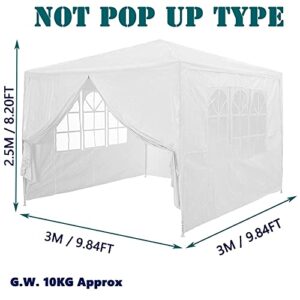 10' x 10'/10' x 20'/10' x 30' Canopy Tent Wedding Event Party Tent Outdoor Instant Shelter Pavilion Gazebo for Patio Backyard Porch Garden Beach (10' x 10' Canopy Tent with 4 Sidewalls, White)