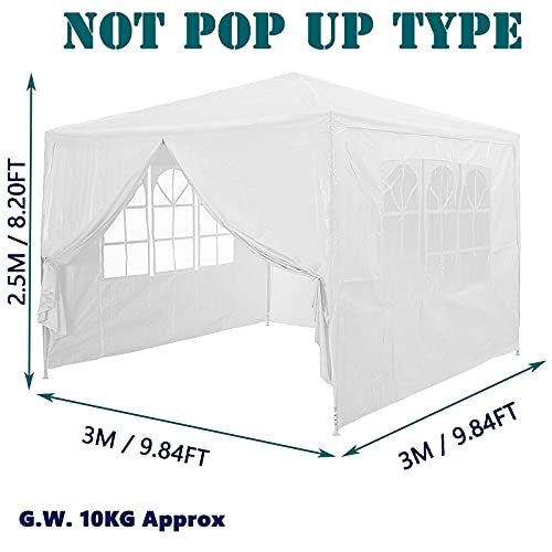 10' x 10'/10' x 20'/10' x 30' Canopy Tent Wedding Event Party Tent Outdoor Instant Shelter Pavilion Gazebo for Patio Backyard Porch Garden Beach (10' x 10' Canopy Tent with 4 Sidewalls, White)