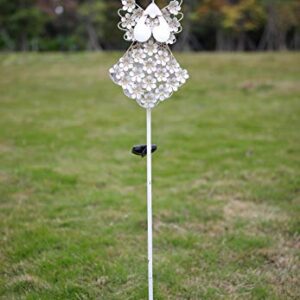 WSgift Solar White Angel Garden Stake Lights Metal Hydrangea Angel Stake Memorial Gift w/ 27 Solar LEDs Solar Angel Lights Perfect as Angel Remembrance Gifts & Sympathy Gifts (7.7" W x 40.5" H)