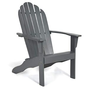 giantex adirondack chair acacia wood outdoor chairs with 350 lbs weight capacity, weather resistant lounge armchair for yard, patio, garden, poolside, balcony, deck fire pit chairs, gray