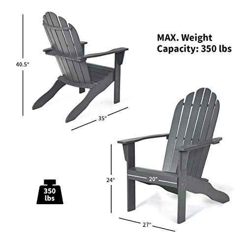 Giantex Adirondack Chair Acacia Wood Outdoor Chairs with 350 lbs Weight Capacity, Weather Resistant Lounge Armchair for Yard, Patio, Garden, Poolside, Balcony, Deck Fire Pit Chairs, Gray