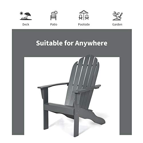 Giantex Adirondack Chair Acacia Wood Outdoor Chairs with 350 lbs Weight Capacity, Weather Resistant Lounge Armchair for Yard, Patio, Garden, Poolside, Balcony, Deck Fire Pit Chairs, Gray