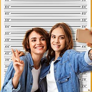 Mugshot Backdrop Photo Booth Banner 4.9 x 4.3 ft, Police Lineup Height Charts Photo Props Background Accurate Measurements Poster for Bachelorette Girls Night Out