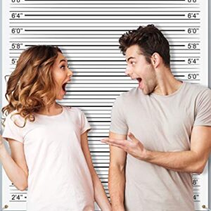 Mugshot Backdrop Photo Booth Banner 4.9 x 4.3 ft, Police Lineup Height Charts Photo Props Background Accurate Measurements Poster for Bachelorette Girls Night Out