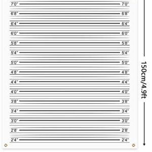 Mugshot Backdrop Photo Booth Banner 4.9 x 4.3 ft, Police Lineup Height Charts Photo Props Background Accurate Measurements Poster for Bachelorette Girls Night Out