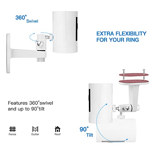 2Pack Adjustable Security Wall Mount Bracket for Ring Stick Up Cam & Ring Indoor Cam, Perfect View Angle for Ring Surveillance Camera System - White